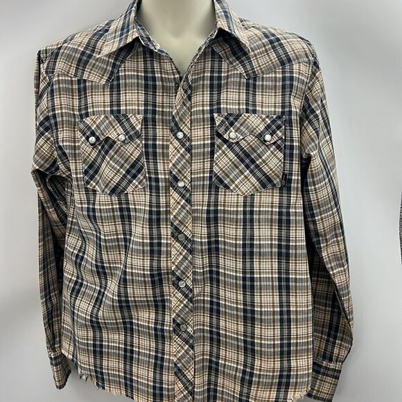 Fender long sleeve snap button plaid vintage shirt medium - Picture 2 of 6